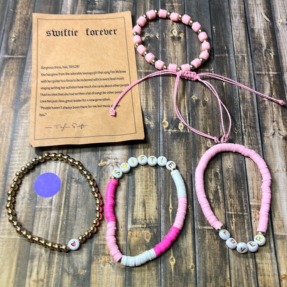 5for$10 Cute Taylor Swift Inspired Swiftie Forever Bracelets 5Pc Bracelet